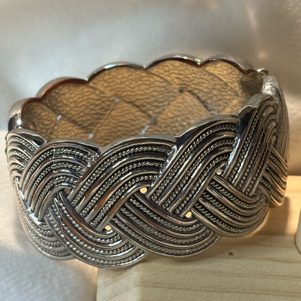 Silver Braided Cuff Bracelet